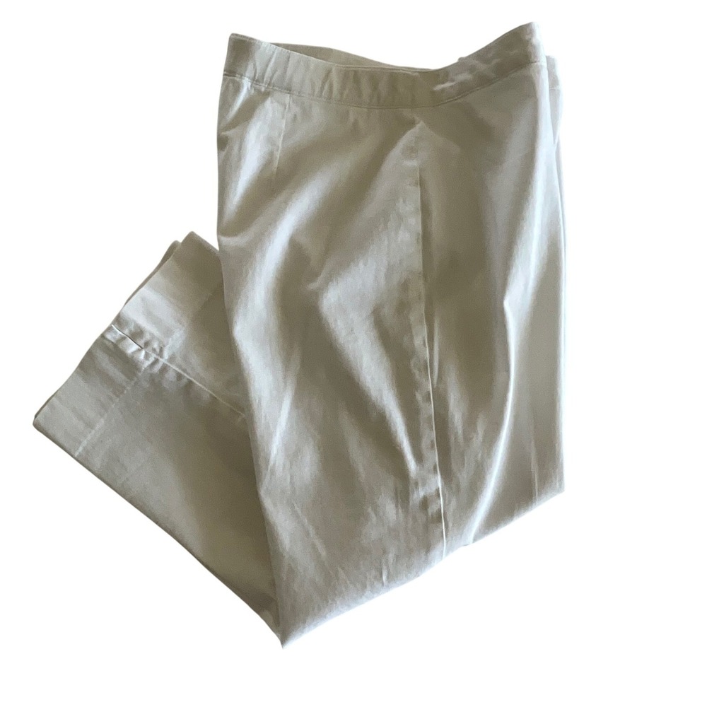 Coldwater Creek Women's Cream Cropped Wide‎ Leg Pants Size 8 Cotton Blend